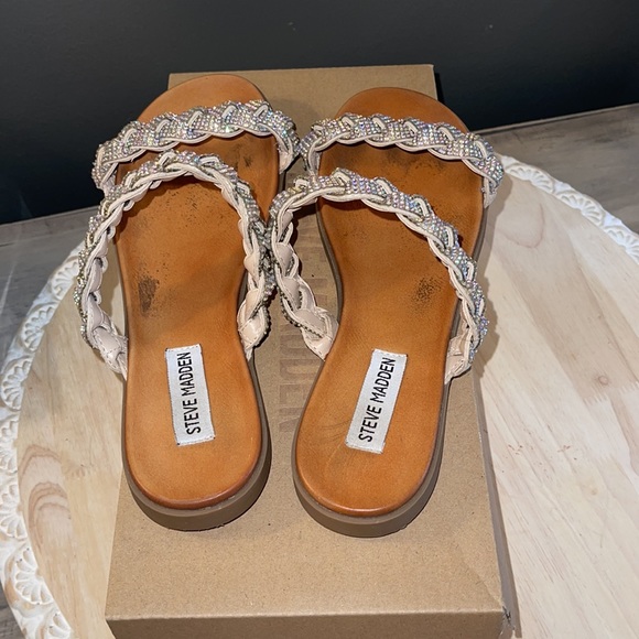 STEVE MADDEN RHINESTONE BRAIDED SANDALS - Picture 7 of 7